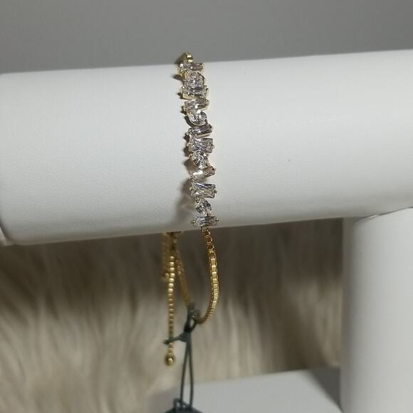 NWT Argento Vivo 18K Gold Coated over Sterling Silver Crystal Bracelet - Picture 1 of 6